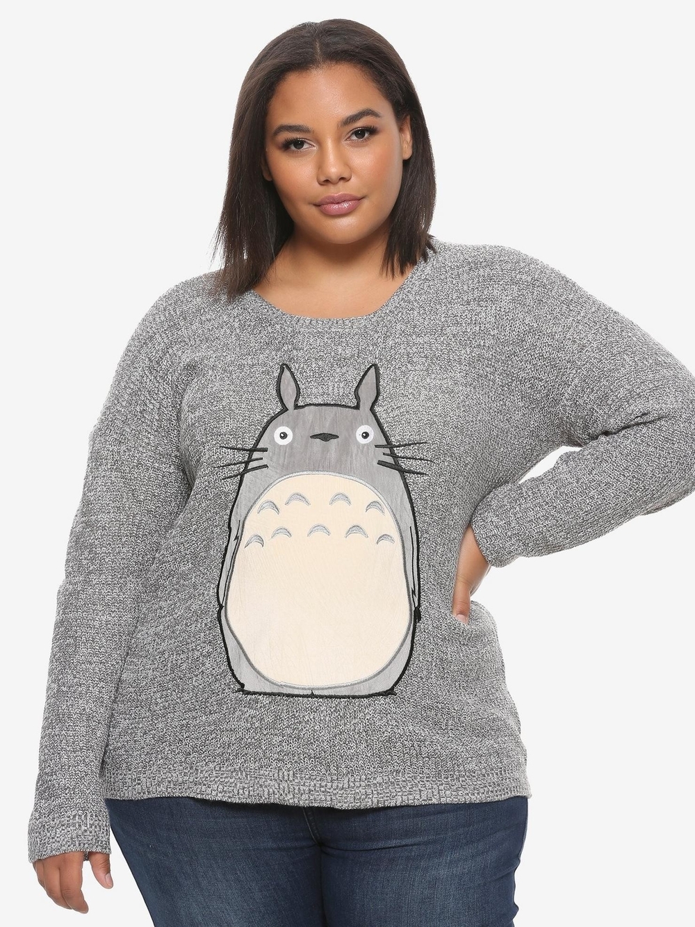 Cozy Gray Totoro Graphic Sweater - Women's Plus